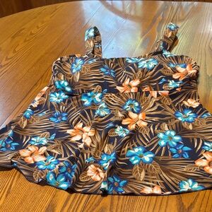 Lands' End Floral Tank Top - Brown and Blue size 10 to 12 D